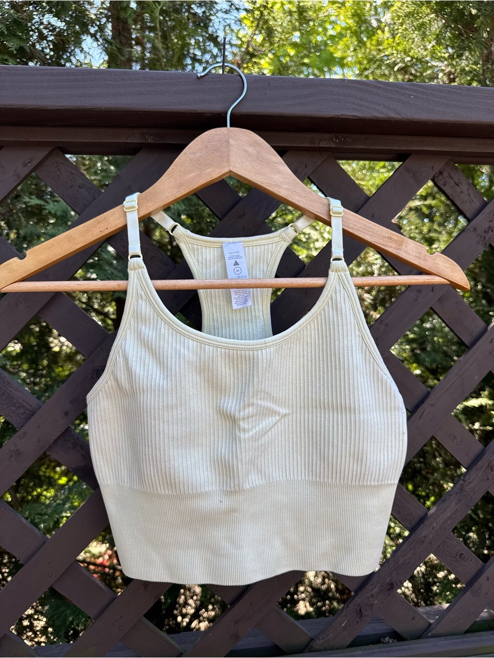 Ribbed Racerback Cropped Tank Bra - Light Yellow